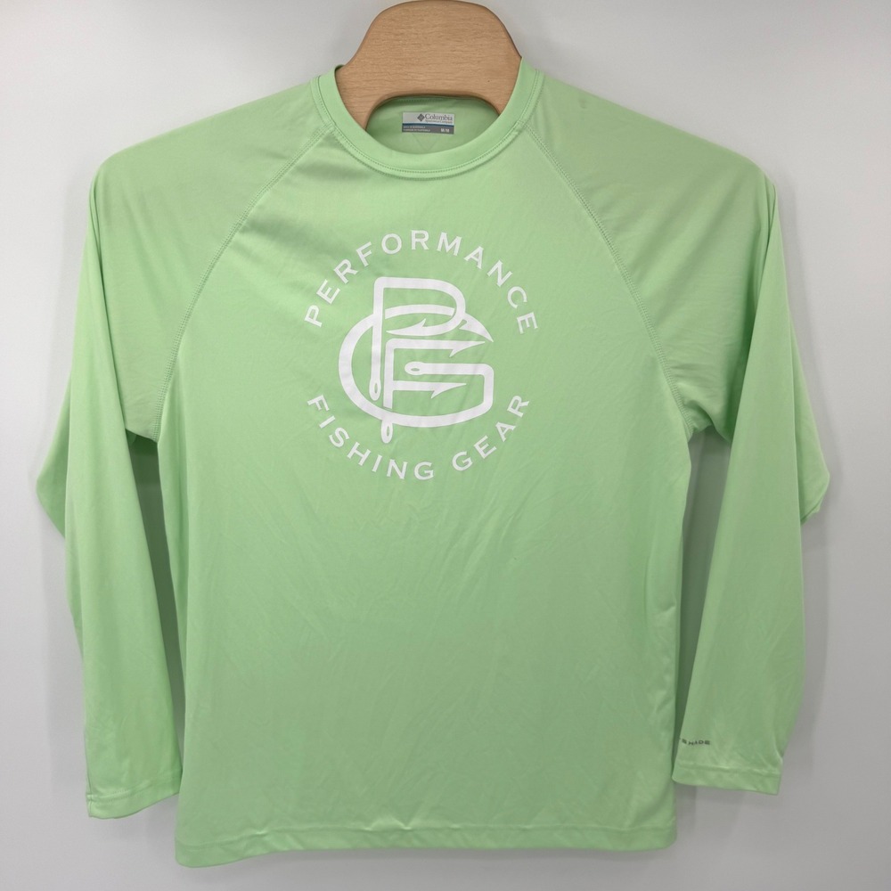 Columbia PFG Shirt Mens Medium Green Long Sleeve Performance Fishing Gear XM0689